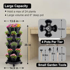 GameXcel Vertical Planter Tower - 6 Tier Stackable Garden Planters with Wheels and Garden Tool Set Plant Pots for Strawberry Herb Flower and Vegetable Indoor Outdoor Use Black - Image 5