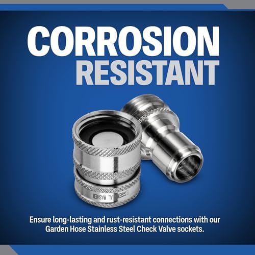 ESSENTIAL WASHER 3/4 Stainless Steel Garden Hose Check Valve Quick Connect Fitting | 3 Pack - Image 6