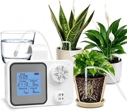 Vacation Plant Watering Devices & Indoor Irrigation Kit, Automatic Drip System with Adjustable Drippers for Indoor Outdoor Garden, Waters 15 Plants by BGGJJ