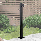Stainless Steel Freestanding Garden Hose Holder - Vertical Outdoor Water Column, Antifreeze Cracking Fountain with 10m Spray Gun & Hooks for Yard Decor by Unknown
