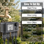 Hose Water Timer, Programmable Sprinkler Timer with Rain Delay/Manual/Automatic Drip Irrigation System for Outdoor Garden Yard, 4 Outlet - Image 5