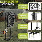 Garden Hose Holder, Metal Hose Storage Rack Holds 150Ft Hose, Freestanding Water Hose Reel Stand for Outside Garden Yard Lawn - Image 4
