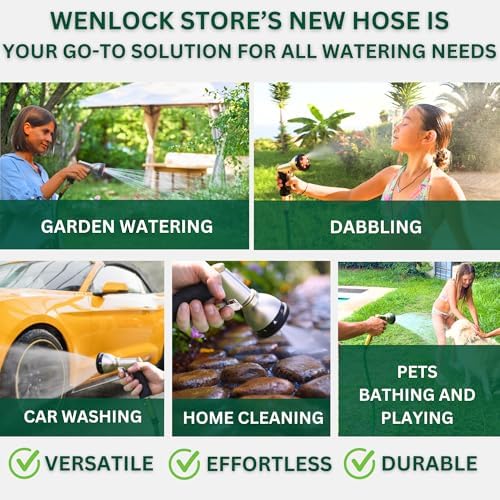Garden Hose 75 ft, Lightweight, Sturdy Metal Nozzle 9 Spray, Heavy Duty, Leakproof Flexible Water Hose, Durable Multiple Layers, Solid Brass Connectors - Image 5