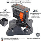 Adjustable 16-Nozzle Oscillating Sprinkler with Dual-Zone Water, 16-Hole Automatic Rocking Irrigation System, Turbo Orbit Mist Sprinklers for Lawn Yard Garden (Orange) - Image 2
