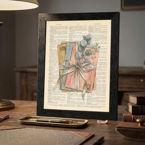 Framed Canvas Wall Art Vintage Mixed Media Postcards Eucalyptus Earthy Tones Dictionary Text Canvas Print Poster Black Frame Wall Decor for Home Office Cottagecore Print, Rustic Decor - 24x36 Inch - Image 7