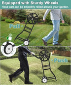 Artigarden Garden Hose Reel Cart with Wheels, Outdoor Heavy Duty Powder Coated Steel Water Winder Storage Holds 125 ft 5/8" Hoses with 3.9ft Leader Hose and Basket for Backyard, Yard, Lawn, Black - Image 3