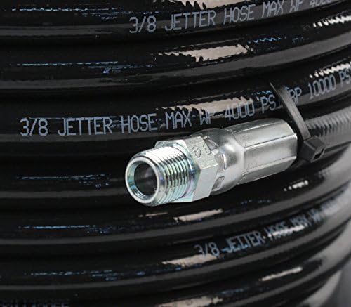 Schieffer 3/8in. x 200ft. 4000 PSI Thermoplastic Sewer Jetter Hose & 8.0 Orifice Button Nose and 8.5 Orifice Rotating Nozzles - Image 3