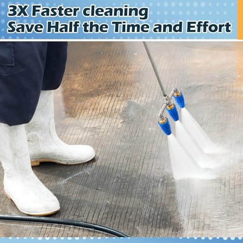 3-in-1 Turbo Nozzle Pressure Washer 4000 PSI 360° Rotating Turbo Nozzle with 1/4" Quick Connector 2.5 Orifice Triple Tips (Blue) - Image 6