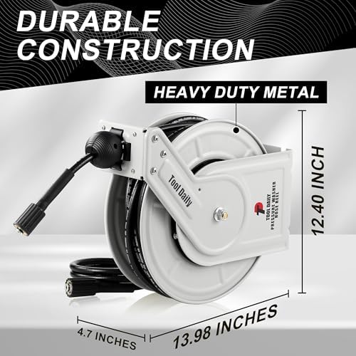 Tool Daily Retractable Pressure Washer Hose Reel 60 FT x 1/4”, 3600 PSI - Image 5