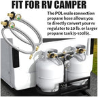 2 Packs RV Propane Pigtail Hoses, 24 Inch Stainless Steel Braided Camper Tank Hose with Gauge,Rv lp Gas Hoses Connector for Standard Two-Stage Regulator, 5-100lb,1/4" inverted male flare/POL Fitting - Image 7