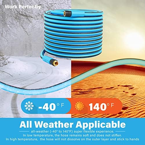 35FT Heavy-Duty Garden Hose with Solid Brass Connectors, 5/8 Inch Flexible Hybrid Rubber, All-Weather Lightweight & Kink-Resistant Water Hose - Image 4
