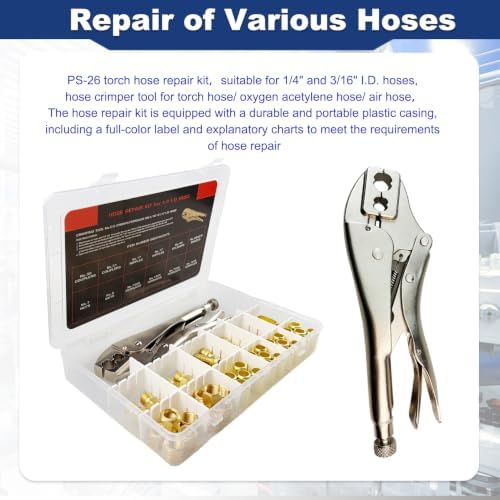 54PCS PK-26 1/4" I.D.Torch Hose Repair Kit, Oxygen Acetylene Hose Repair - Image 4