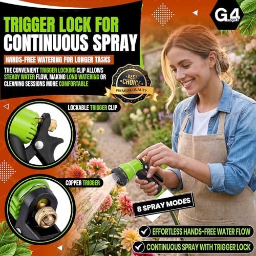 G4GADGET Hose Pipe Spray Gun, Heavy Duty 8 Function Garden Hose Spray Nozzle with Non Slip Grip & Flow Control, High Pressure Water Sprayer for Plant Watering, Lawn, Car Washing & Pet Cleaning - Image 5
