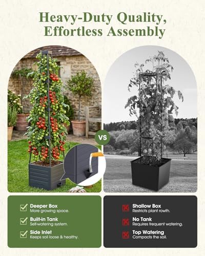 2-Pack Tomato Planter with Trellis, 57" Self-Watering Raised Garden Bed Planter Box, Tomato Cages for Indoor & Outdoor Climbing Plants, Vines, Vegetables, and Flowers (57x9.8x9.8IN) - Image 3