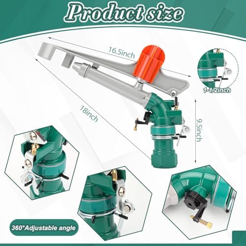 VIHOSE 1-1/2 '' Agriculture Irrigation Sprinkler Large Area Farm Gun - Image 2