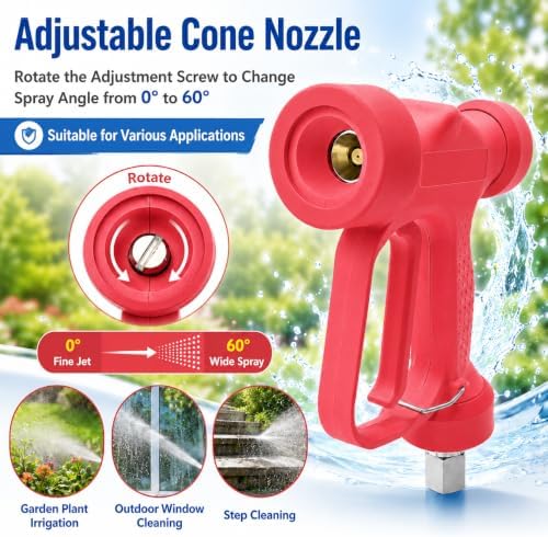 MINGOU Red Rear Entry Soft Wash Gun,350PSI 16GPM 1/2" BSP SS Swivel - Image 3
