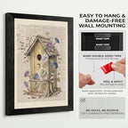 Framed Canvas Wall Art Vintage Mixed Media Birdhouse and Morning Glories Sepia Print Canvas Print Poster Black Frame Wall Decor for Bedroom Study, Cottagecore Art - 12x16 Inch - Image 3