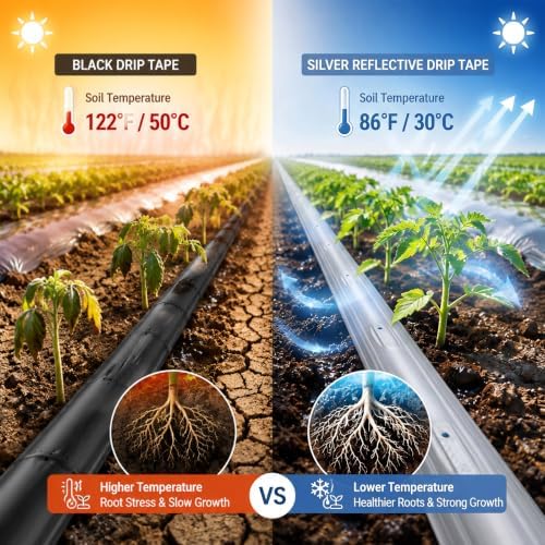 500ft 5/8" Drip Tape Irrigation 12 Mil Silver Reflective Tubing - Image 4