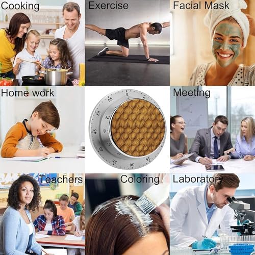 Mechanical Kitchen Timers for Cooking,A Leather Texture Printed 60 Minute Magnetic Countdown Timer,Cute Cooking Timers with Alarm,Stainless Steel Time Timer Manual No Batteries Required - Image 5