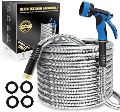 Lefree 50ft Metal Garden Hose with Upgraded Leak‑Proof Rubber Sleeve by Lefree