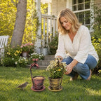 Rustic Faucet‑Shaped Metal Planter, Vintage Bucket Plant Pot, Detachable Multi‑Purpose Succulent Planter Desktop Decor Entryway Yard Decor,Red Copper - Image 3