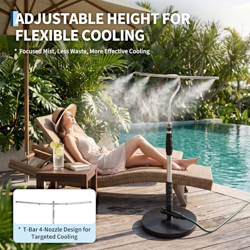 Standing Misters for Outside Patio with T-Bar 4 Nozzles & 10ft water hose - Image 5