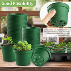 RooTrimmer 3 Inch Nursery Pots 100 Pcs with 5 Pcs 20 Cell Nursery Pot Trays, 5 Sets Seed Starting Kit for Seedlings, Propagation and Home Gardening, Sturdy Green Seeds Starter Pot Tray Germination Set - Image 4