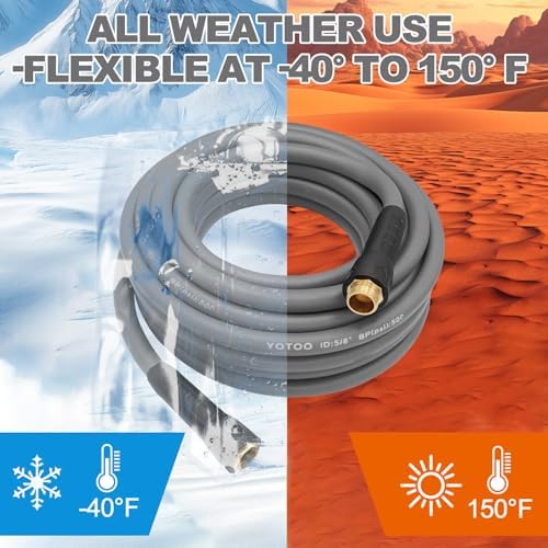 YOTOO Heavy Duty Hybrid Garden Water Hose 5/8-Inch by 75-Feet 150 PSI Kink Resistant, Flexible with Swivel Grip Handle and 3/4" GHT Solid Brass Fittings, Gray - Image 5