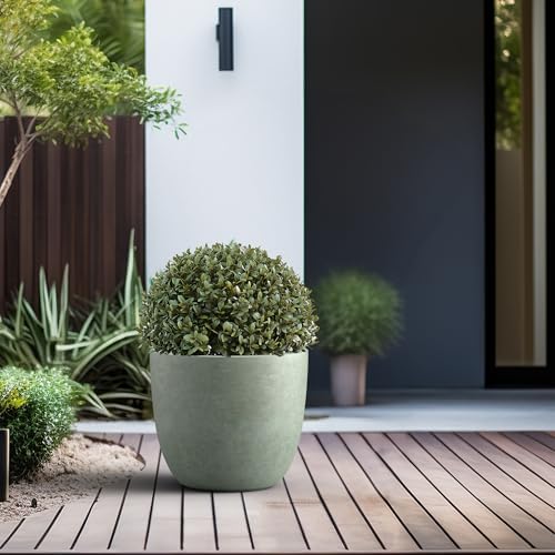 Kante Accent Round Bowl Mint Green Concrete Planter 14" Dia, Outdoor - Image 3