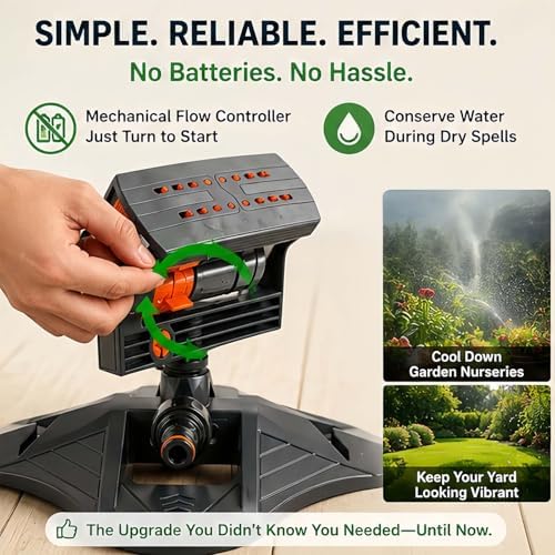 2026 Upgraded 16-Nozzle Oscillating Sprinkler, Auto Swing Adjustable Lawn Sprinkler, Turbo Mist System Wide Coverage for Garden & Yard (B) - Image 7