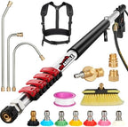 Pressure Washer Wand 24FT Telescoping with Pressure Washer Extension Wand, Gutter Cleaning Tools - Extension Pole, Brush Head, 7 Spray Nozzle Tips, Support Belt & Hose Adapters by Unknown