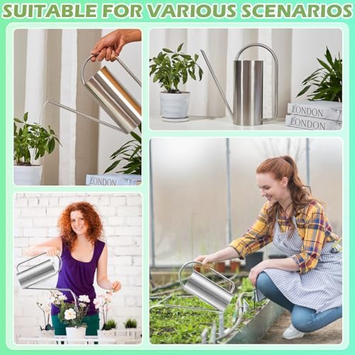 Watering Can Outdoor, 50 oz/1.5L Watering Can with Long Spout and Handle, Stainless Steel Garden Watering Pot for Outdoor and Indoor Plants - Image 6
