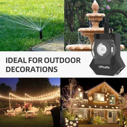 Outdoor Timer Outlet Waterproof, 24 Hour Mechanical Light Timer Outdoor, 2 Grounded Outlets for Home and Garden, 15A 1/2HP, Heavy Duty, ETL Listed (2 Packs) - Image 7