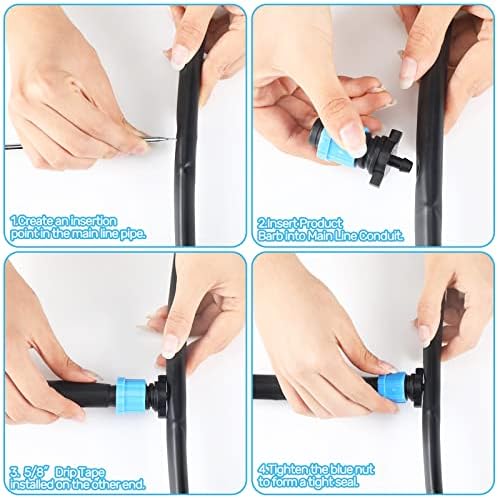 Frienda 100 Pcs Drip Tape Connector Fittings 1/4" Barb to 5/8" Tubing, Blue - Image 3