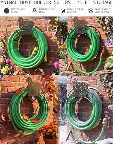 Sheep Garden Hose Holder Metal Wall Mount Heavy Duty 125'5/8" Hose Hanger - Image 4