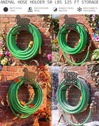 Sheep Garden Hose Holder Metal Wall Mount Heavy Duty 125'5/8" Hose Hanger - Image 4