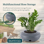 HC Companies Versatile 21 Inch Round Natural Decorative Plastic Outdoor Garden Hose Storage Pot with Side Hole for Faucet Connection, Granite - Image 3