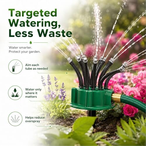 360° Coverage Precision Garden Irrigation Sprinkler, Large Area Coverage Water Saving Irrigation Sprinkler with Spike Base for Yard Lawn Roof Cooling Gardening (5 Pcs) - Image 2