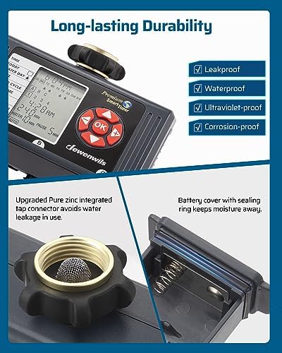 DEWENWILS Water Timer 3 Zone with Automatic/Rain Delay/Manual Mode - Image 5
