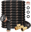 Garden Hose 50ft, 2026 Ultra Lightweight Water Hoses w/10 Function Spray Nozzle and 3/4" Brass Fittings- Durable, & Flexible Water Pipe for Yard, Lawn, Outdoor & Gardening(Black Rose gold) by Unknown