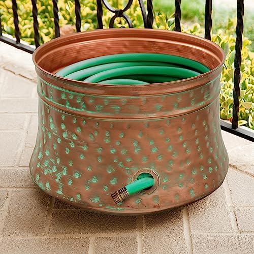 Liberty Garden 1917-G Hose Pot, Hammered, Patina & Bionic Steel PRO Garden Hose - 304 Stainless Steel Metal 75 Foot Garden Hose – Heavy Duty Garden Hose Lightweight - Image 3