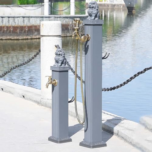 Outdoor Vertical Square Garden Water Column,freestanding Garden Hose Holder with Full Copper Faucet,Creativity Decorative Water Fountain Yard Hydrant，for Watering Irrigation Washing - Image 7