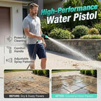 High Pressure Garden Hose Nozzle with 4 Spray Patterns & Thumb Control (Lake Blue) - Image 2