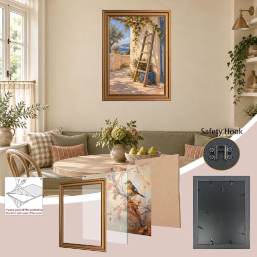 Wooden Ladder and Blue Ceramic Jar Gold Framed Poster for Entryway Art - Image 4