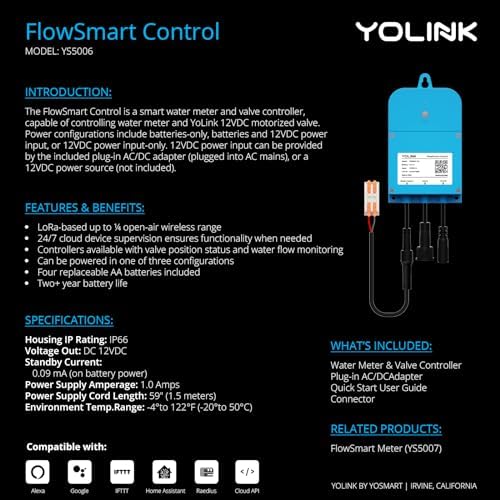 NSF Certified Pulse Meter + Shutoff Valve Kit, 2", FlowSmart Controller YS5006 Reads Meter Pulses, Real-Time Usage & Leak Detection, Auto Shutoff (D2D Offline), LoRa Long Range, Hub Included - Image 5
