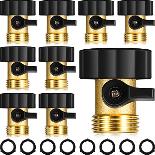 Tudomro 8 Pack Garden Hose Shut Off Valve Durable Heavy 3/4 Brass Shut Off Valve for Garden Hose with Extra Pressure Washer Water for Household Cleaning by Tudomro