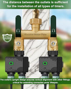 Hose Splitter 2 Way Heavy Duty, Full Flow Garden Hose Splitter with 2 Long Metal Handles, Brass Rust and Freeze Resistant Water Hose Bib Splitter, T Adapter Connector with 3/4 - Inch GHT Thread（Green） - Image 6