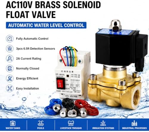 AC110V Brass Solenoid Float Valve, Automatic Water Level Control - Image 2