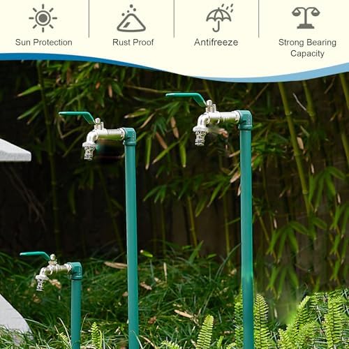Floor Mounted Faucet Outdoor Water Pipe Vertical Fountain Irrigation Column,Freestanding 304 Stainless Steel Garden Water Column - 24in Anti-Freeze Outdoor Faucet for Irrigation & Watering, - Image 2