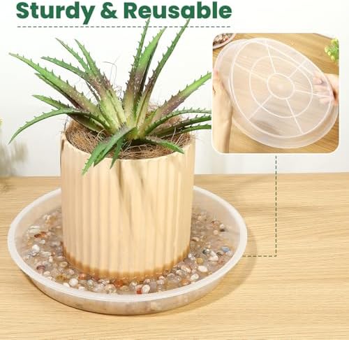 4 Pack 16 17 18 19 20 21 22 in Clear Plastic Plant Saucers for Indoors, Durable Plant Trays for Pots and Plant Water Catcher Tray with No Holes, Reusable Plastic Trays for Plants (17''-4Pack) - Image 6